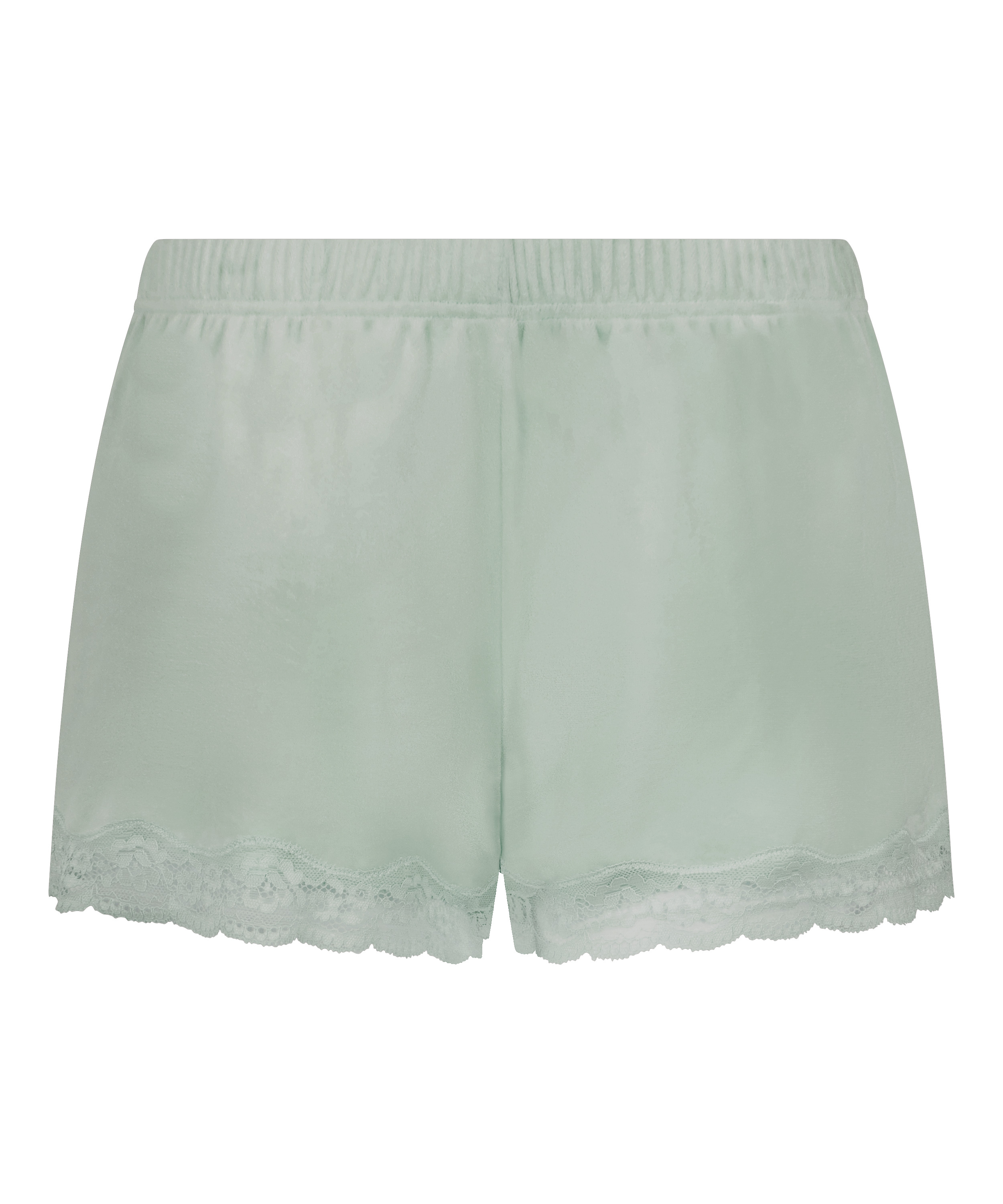 Short en velours &agrave; dentelle, Vert, main