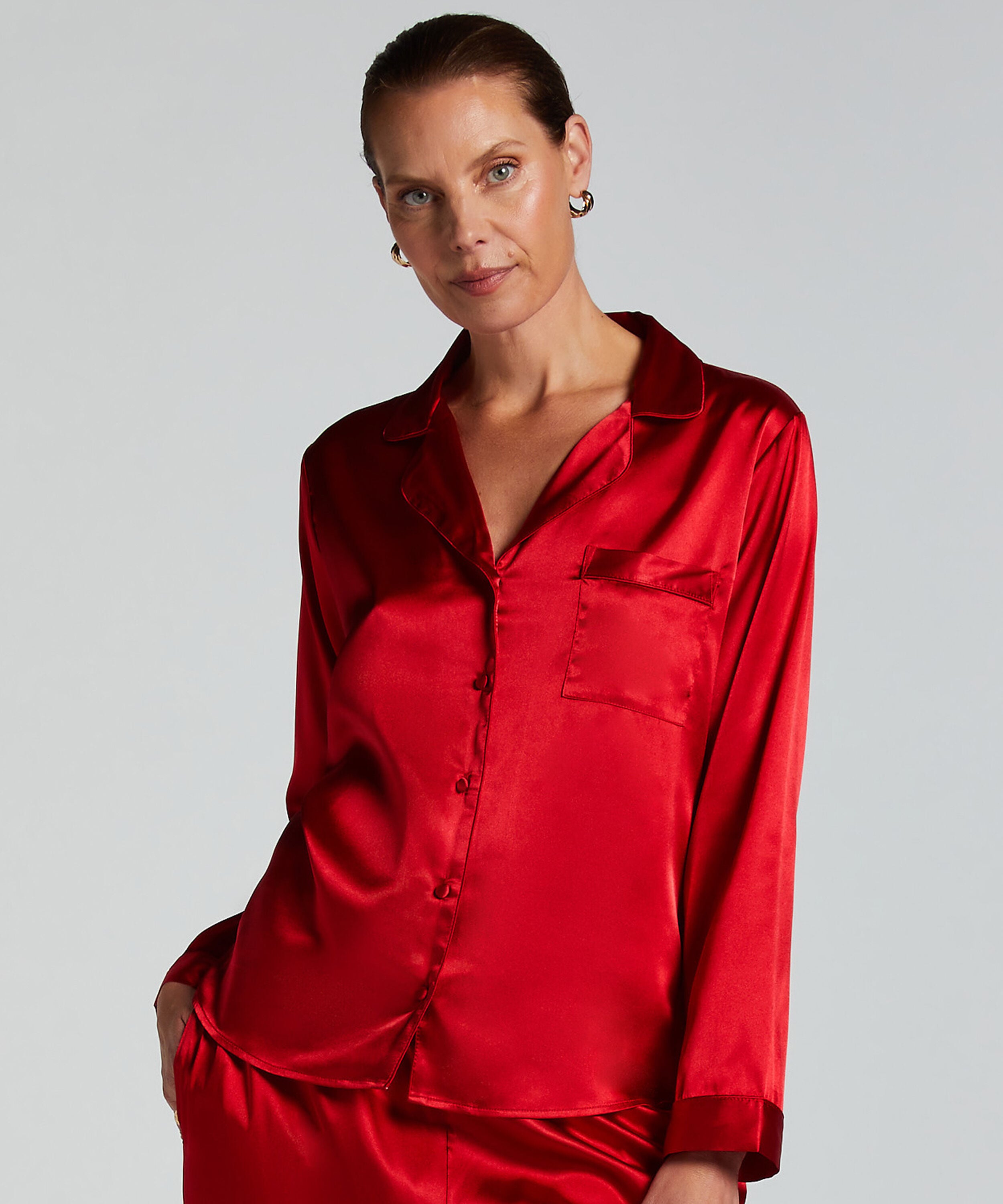 Jacket lange mouwen Satijn, Rood