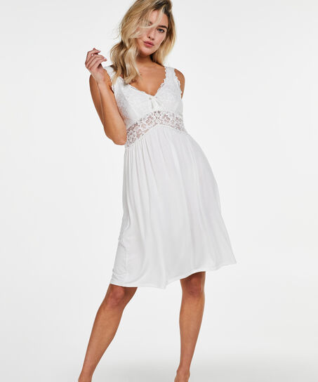 Slipdress Modal lace, Wit