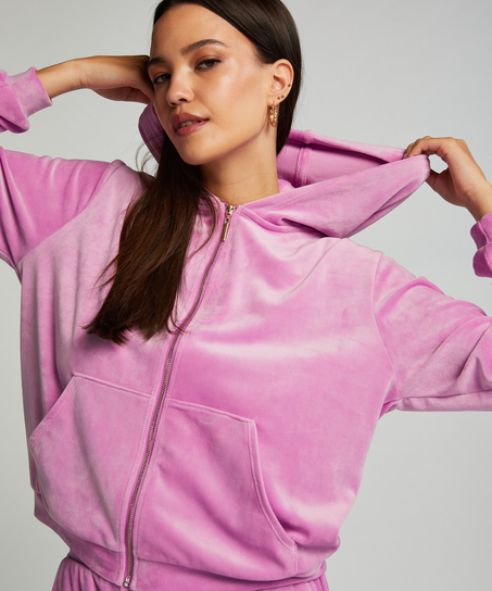 Hoodie jas Velours, Roze