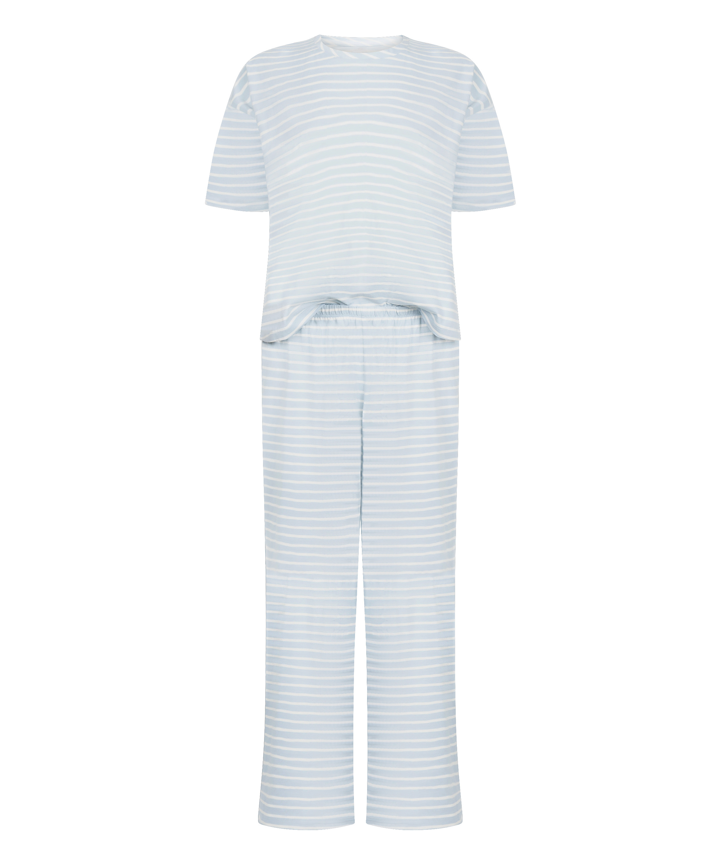 Pyjama Set Cotton Jersey Long, Bleu, main