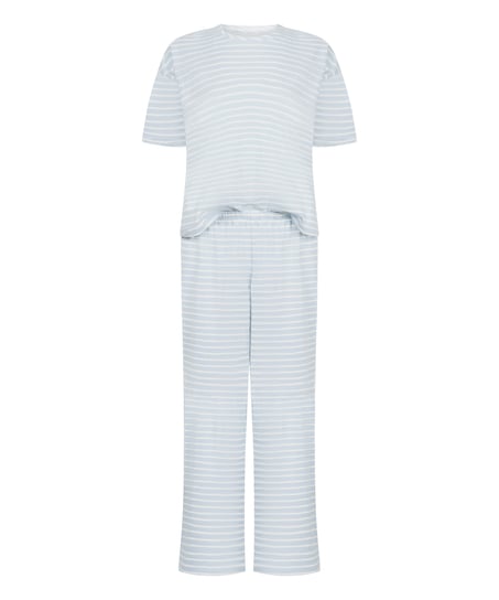 Pyjama Set Cotton Jersey Long, Bleu