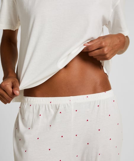 Pyjama Set Katoen Print, Wit