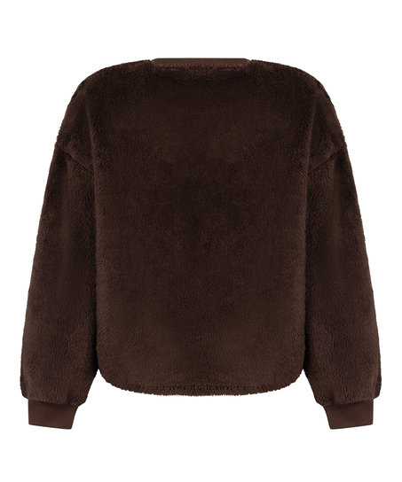 Top à manches longues Fluffy Fleece, Brun