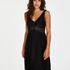 Slipdress Modal lace, Zwart