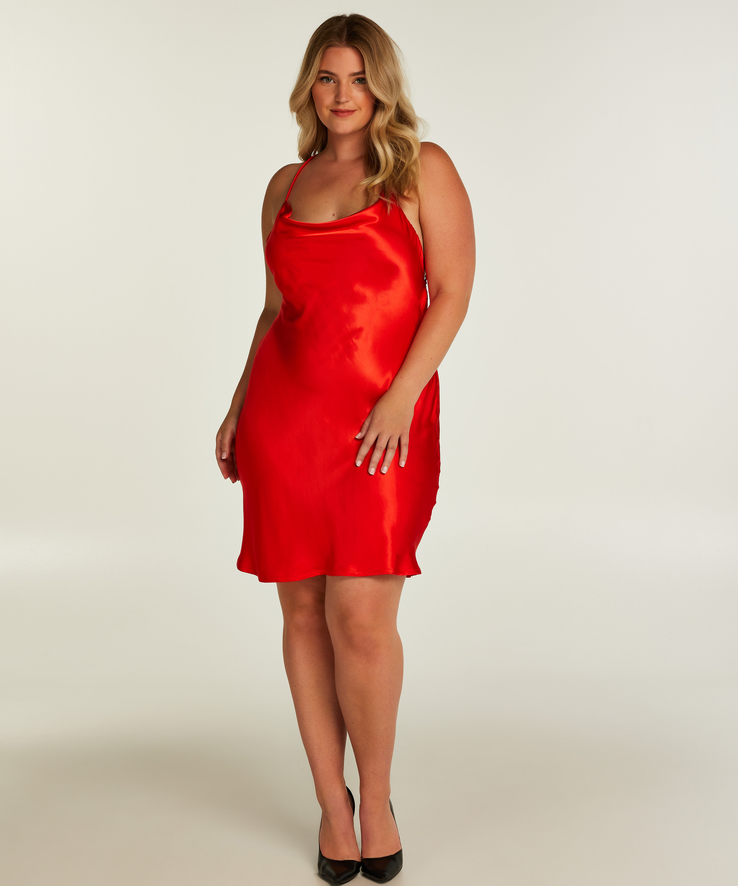 Jurk mini Satijn, Rood, main