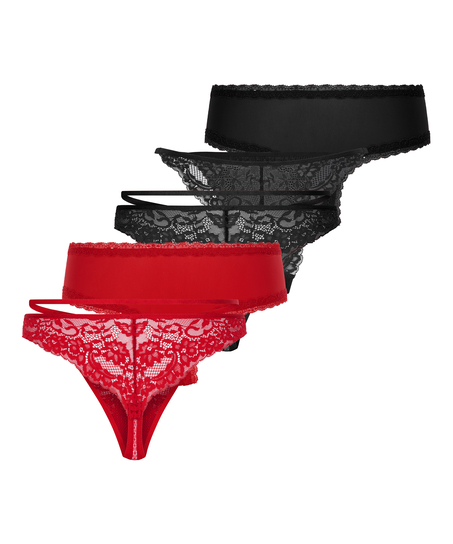 5-pack fashion brazilians, Rood