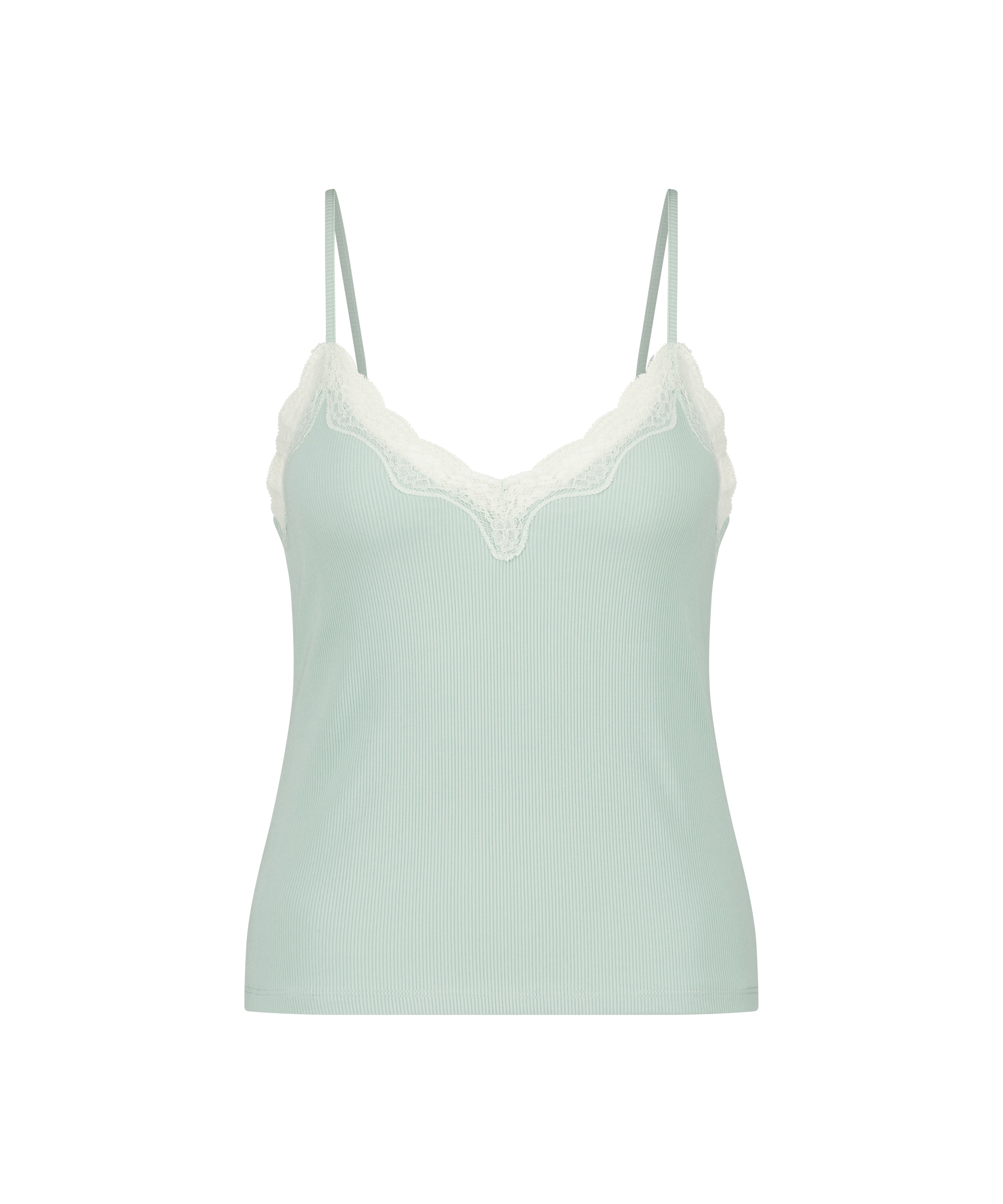 Cami top Rib Lace, Groen, main