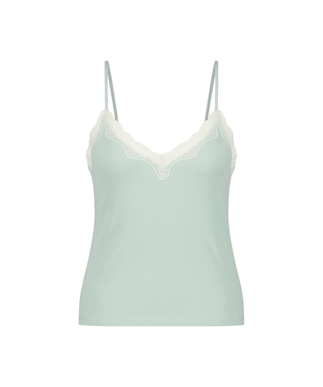 Cami top Rib Lace, Groen