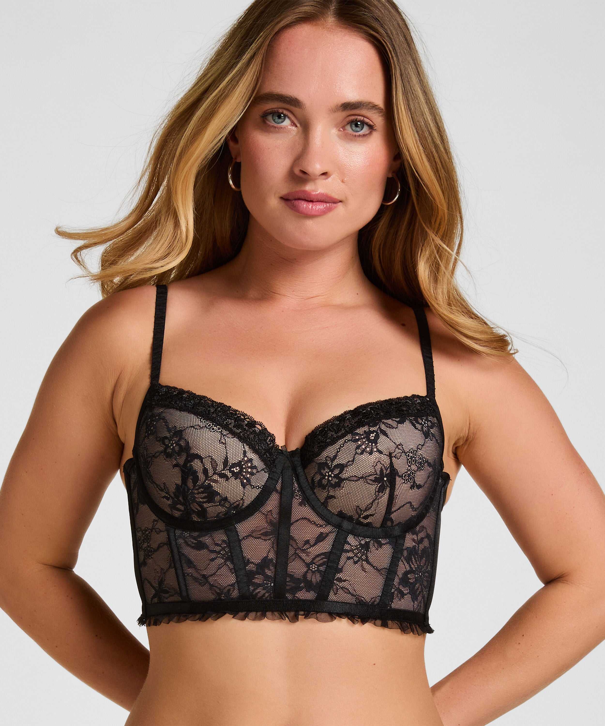 Voorgevormde Longline Beugel Bh Felicity, Zwart
