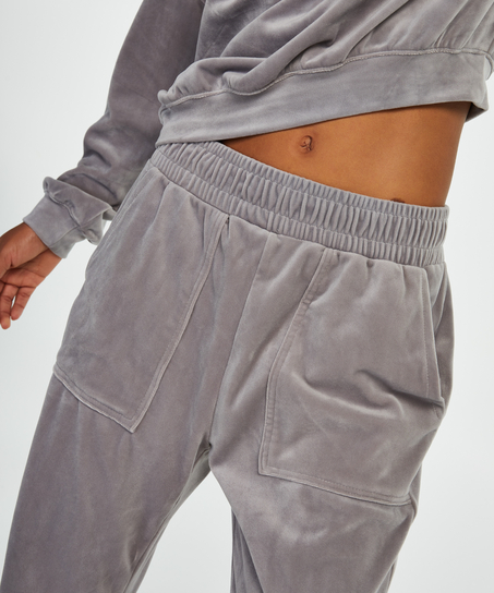 Tall Joggingbroek Velours, Grijs