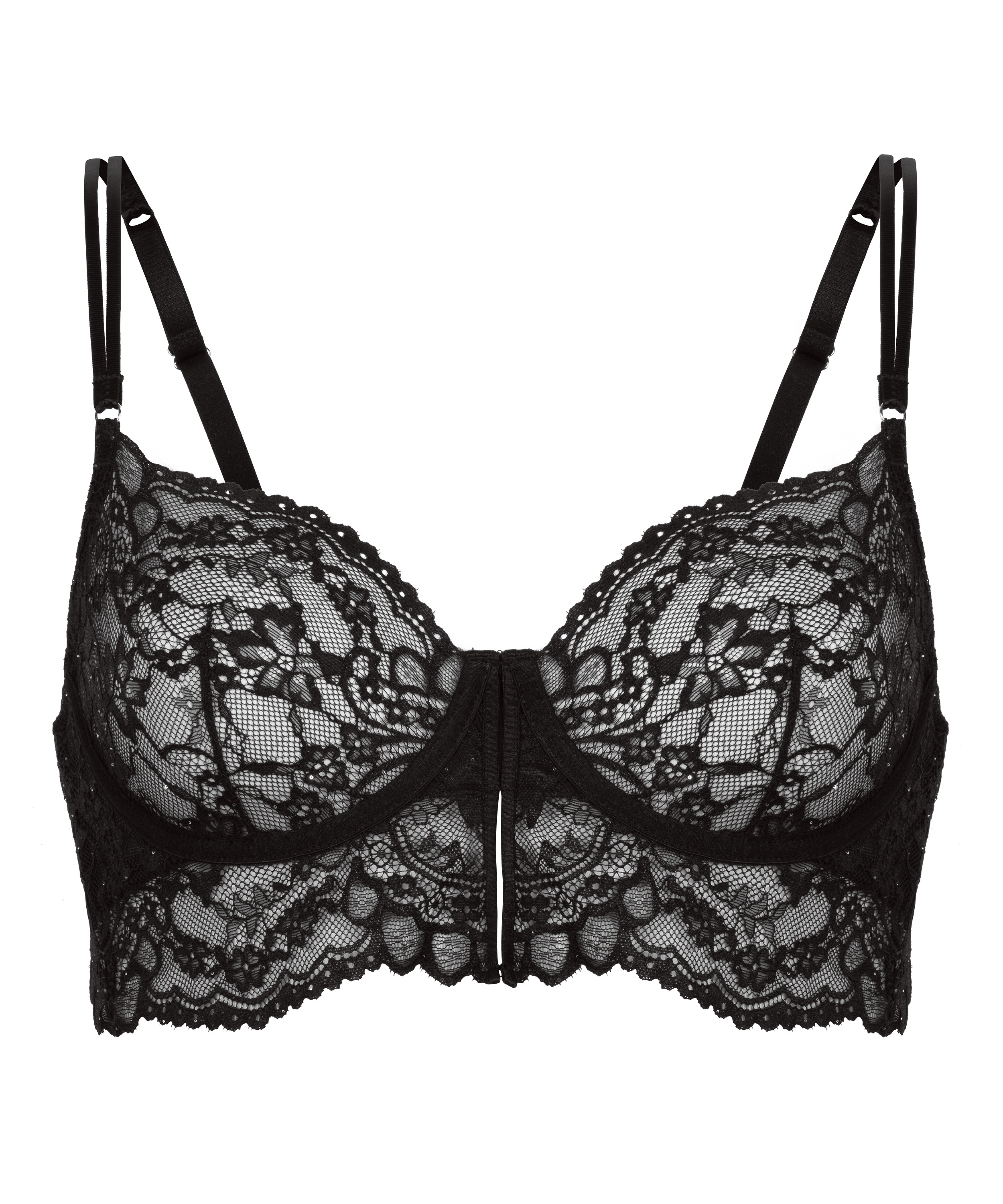 Soutien-gorge &agrave; armatures non-rembourr&eacute; longline Sabrina, Noir, main