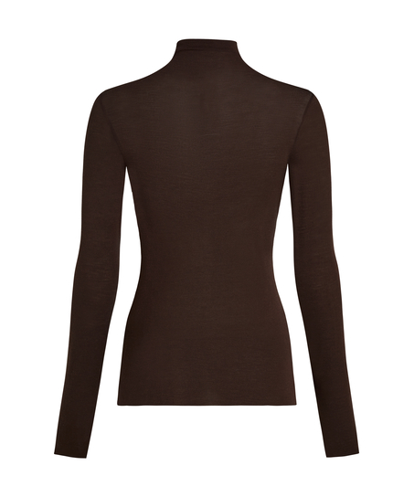 super soft Turtleneck shirt met Cashmere, Bruin