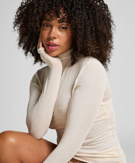 super soft Turtleneck shirt met Cashmere, Wit