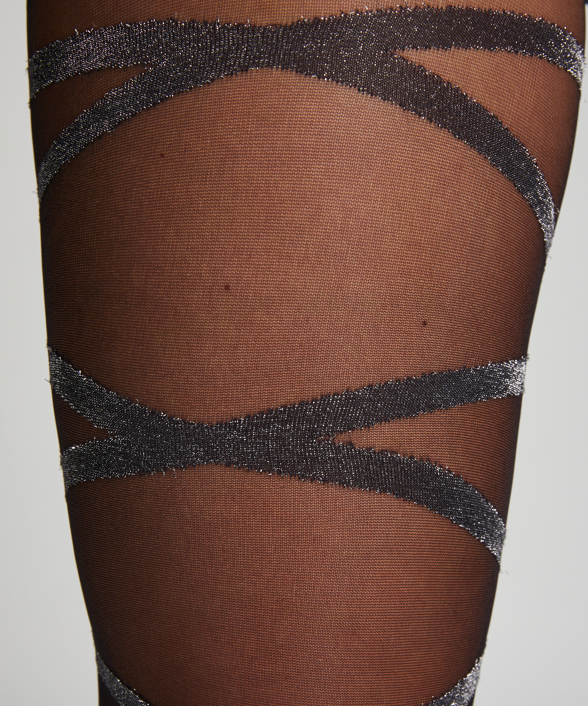 15 Denier Collants Criss Cross Lurex, Noir, main