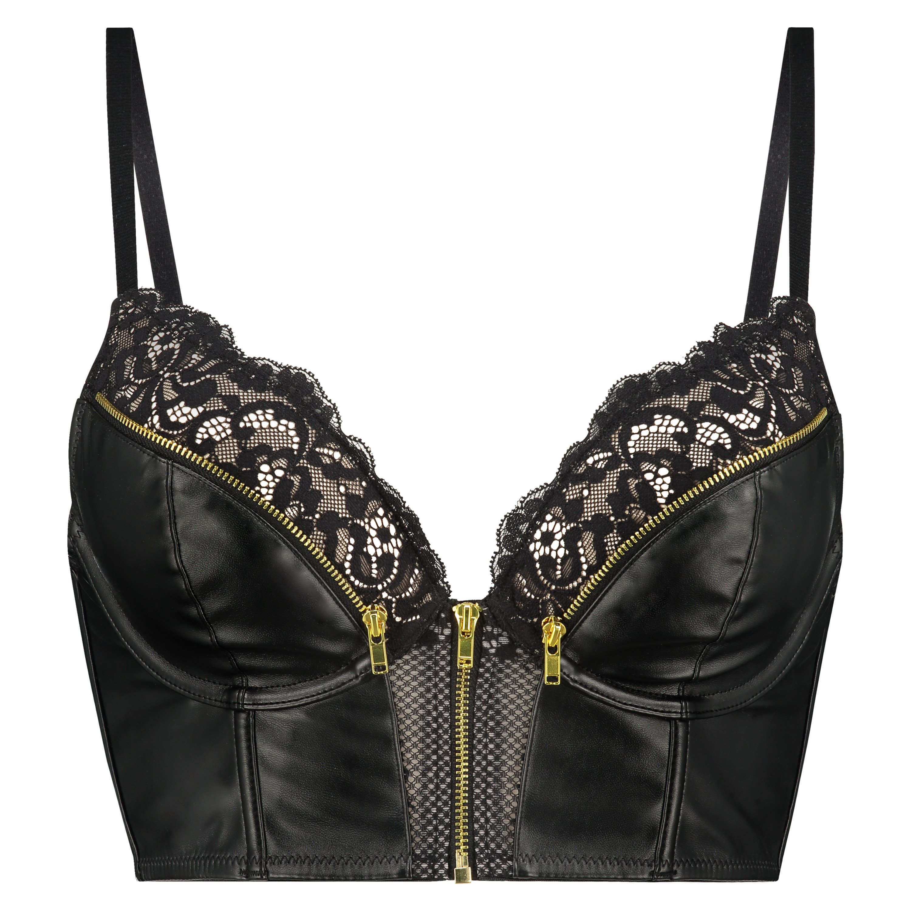 Soutien-gorge à armatures push-up préformé longline Talia, Noir, main