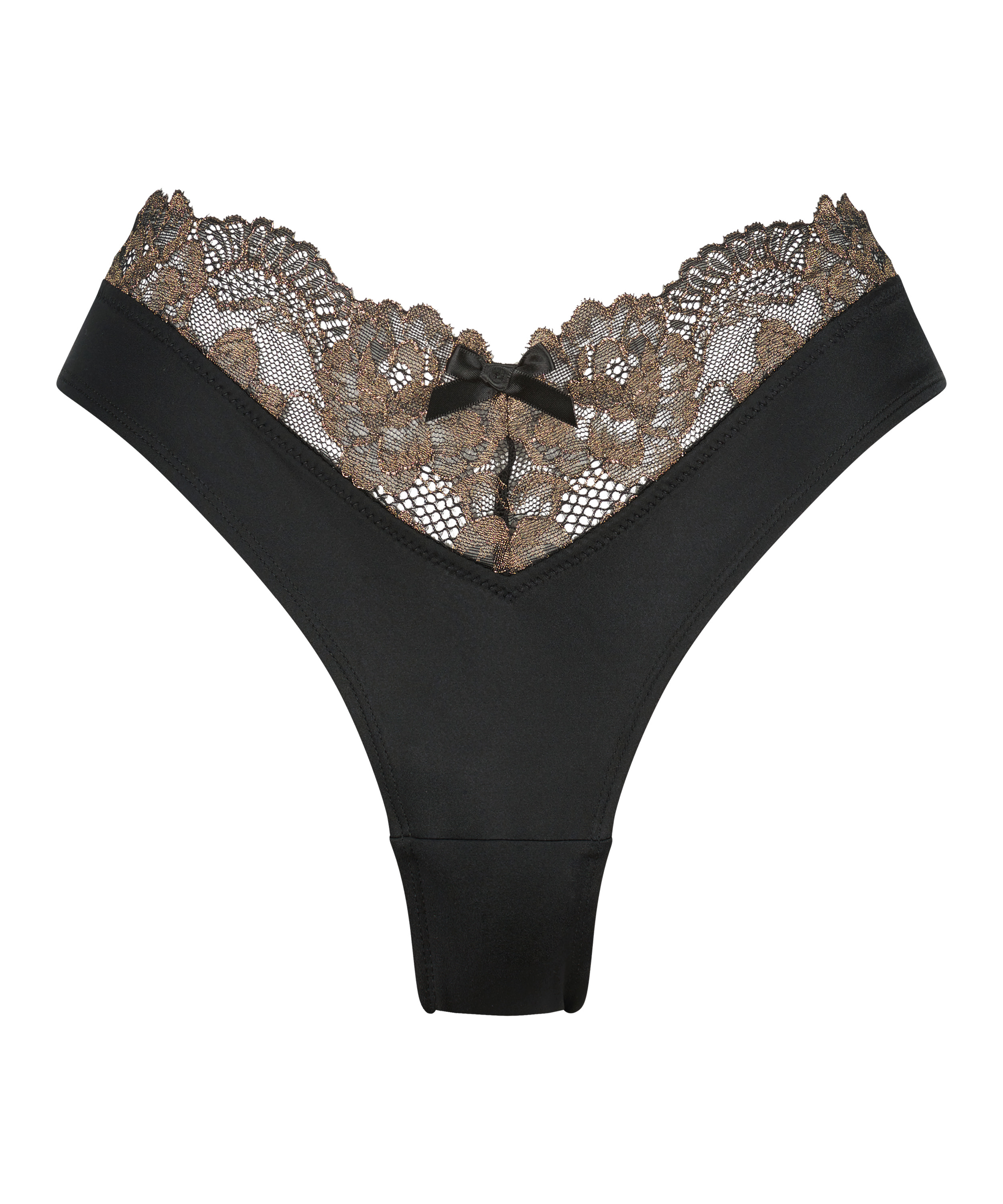 Slip br&eacute;silien &eacute;chancr&eacute; Lexi, Noir, main