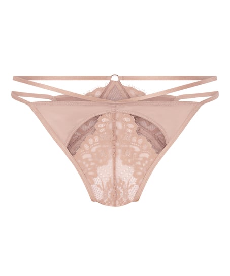 Slip brésilien ouvert Nisha, Beige