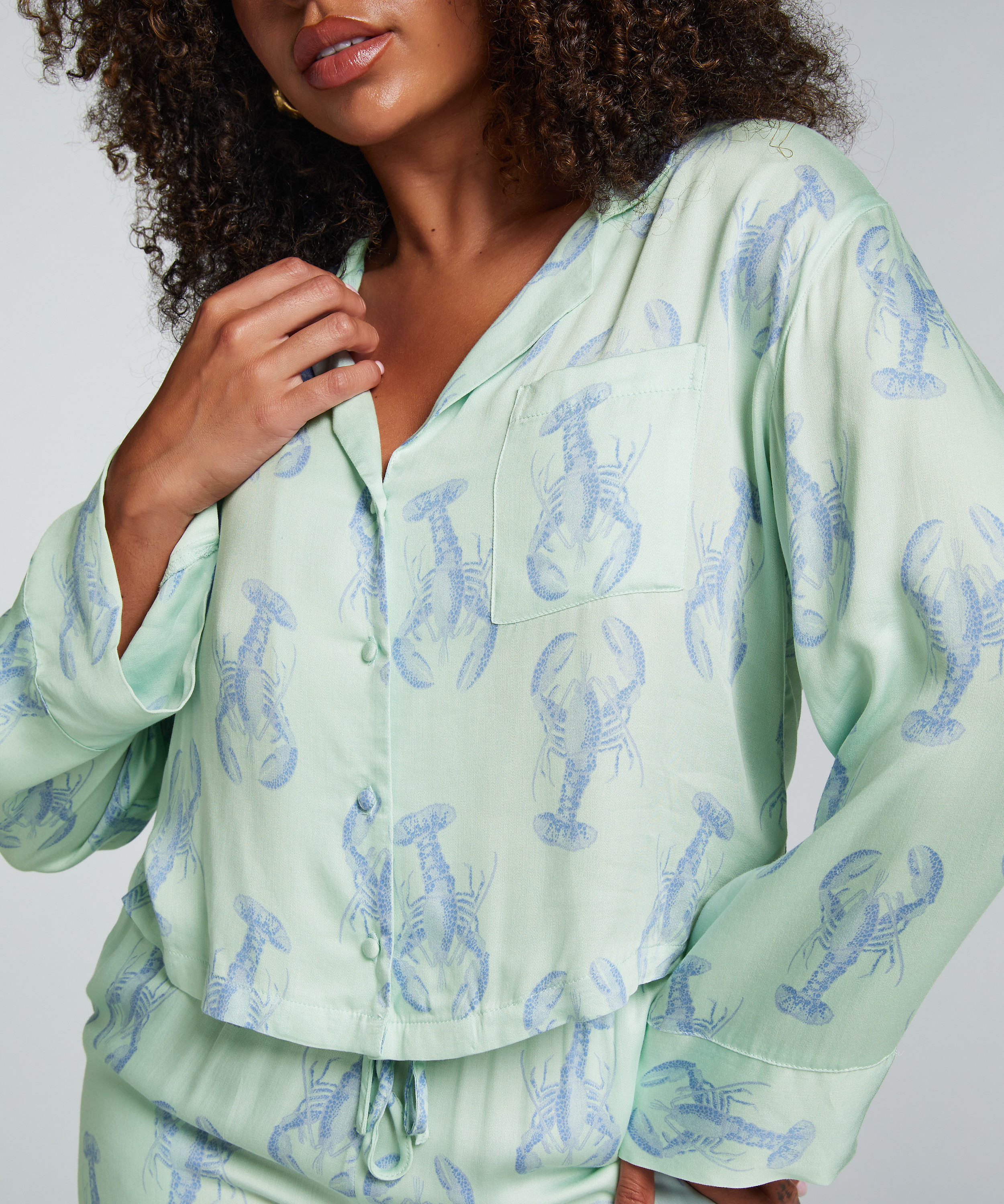 Jacket lange mouwen Satijn, Groen, main