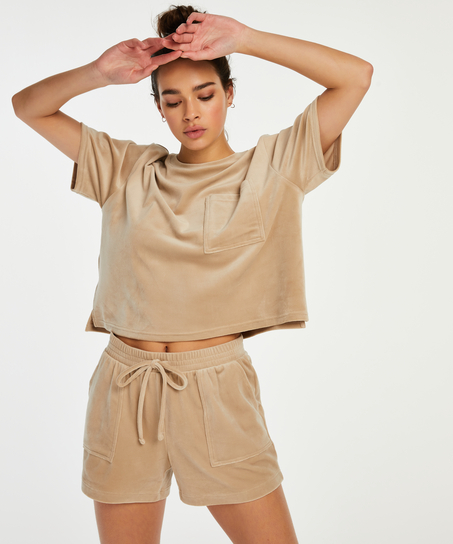 Shorts Velours Pocket, Beige