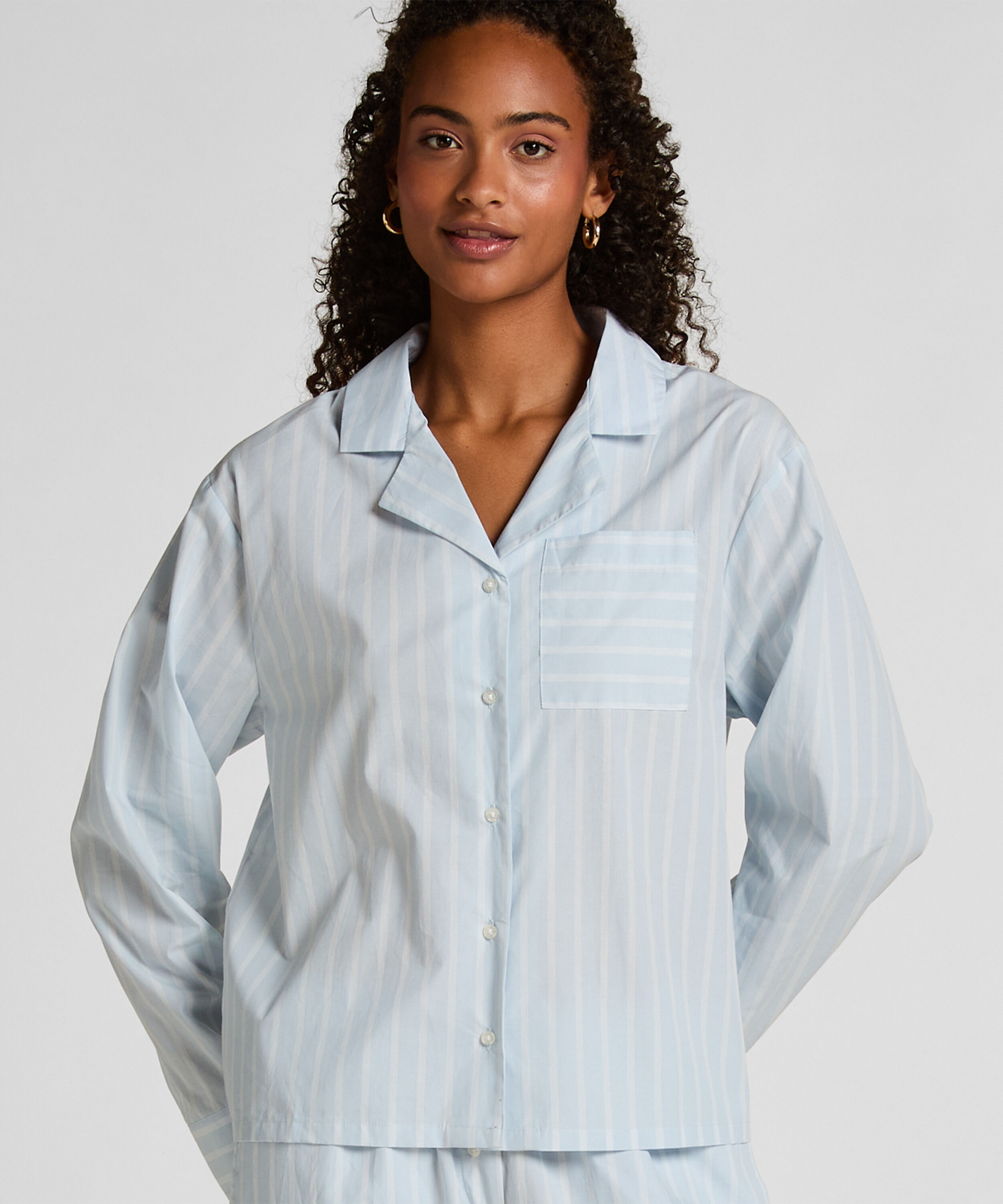 Veste en coton tiss&eacute; &agrave; rayures, Bleu