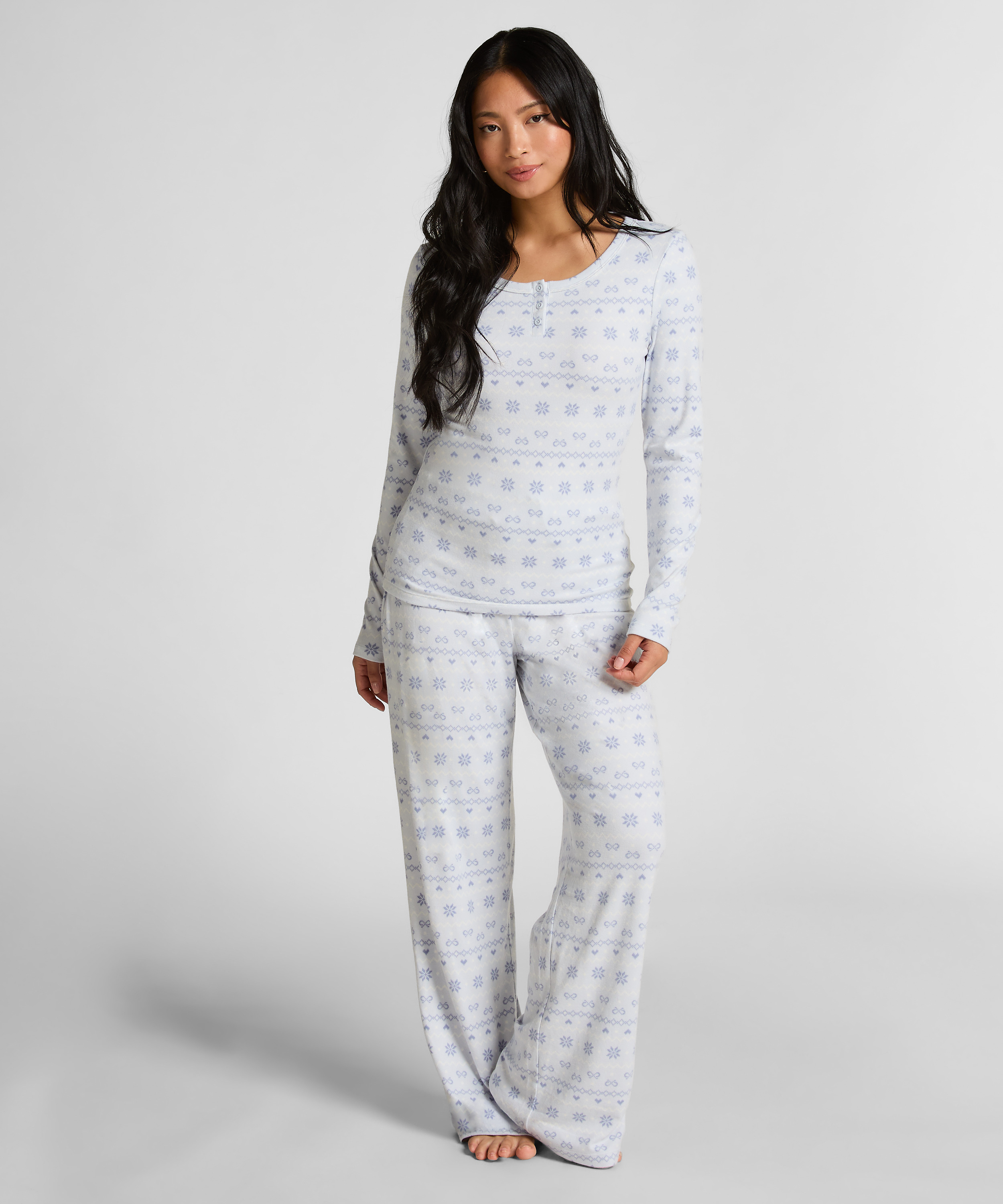 Jersey pyjamaset Fairisle, Blauw, main