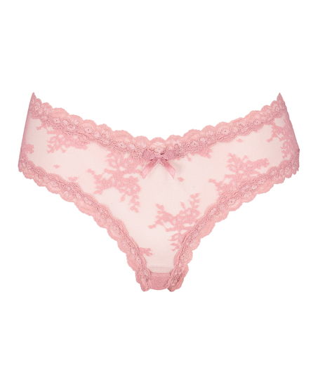 Slip br&eacute;silien V-shape mesh, Rose