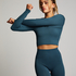HKMX Sport cropped top Seamless, Blauw