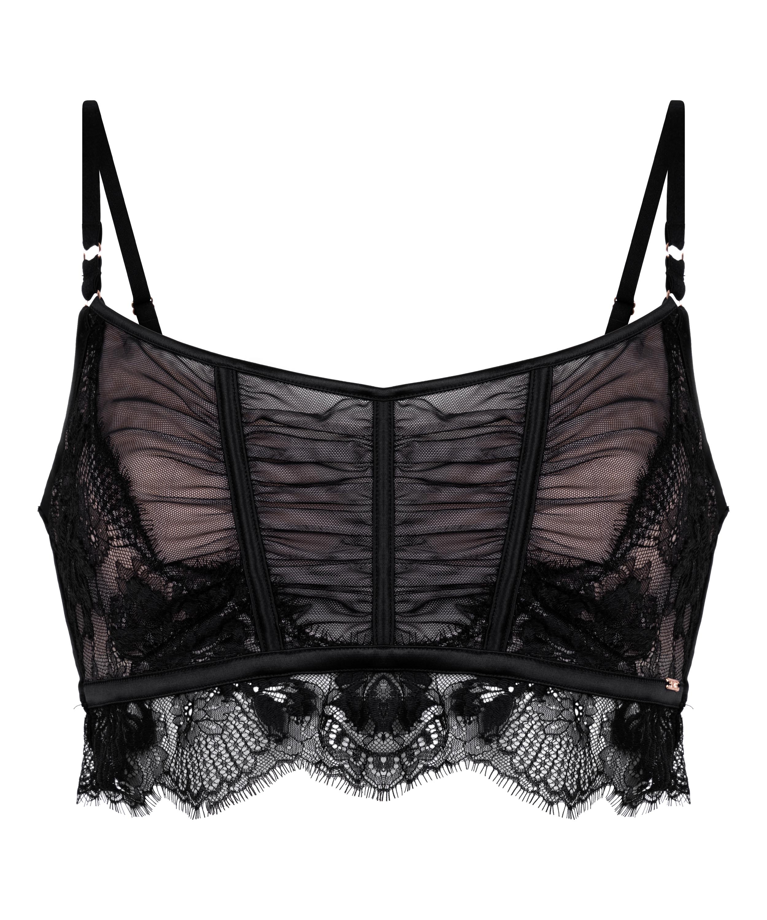 Soutien-gorge &agrave; armatures non-pr&eacute;form&eacute; longline Cynthia, Noir, main