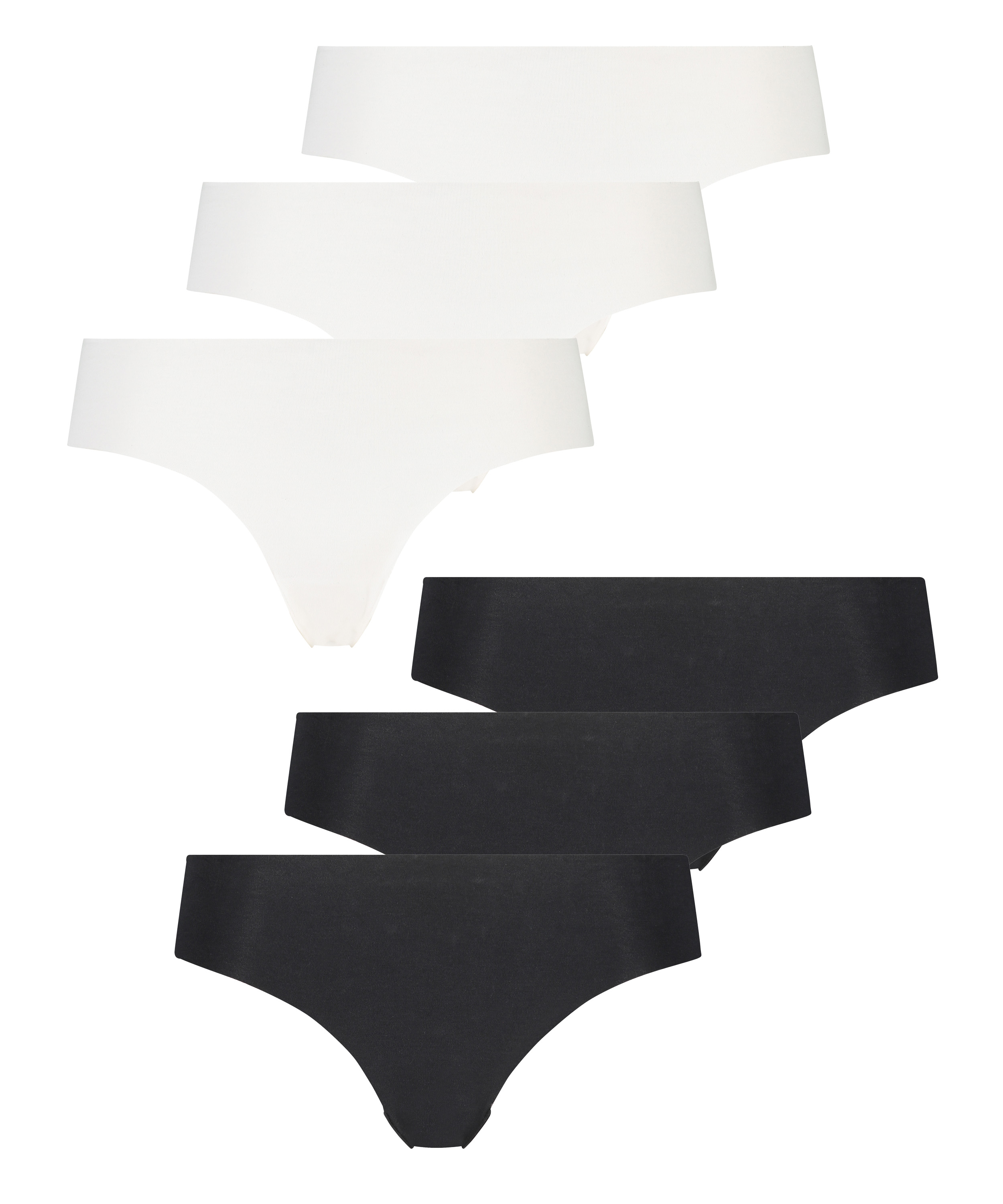 Lot de 6 slips br&eacute;siliens invisibles en coton, Blanc, main