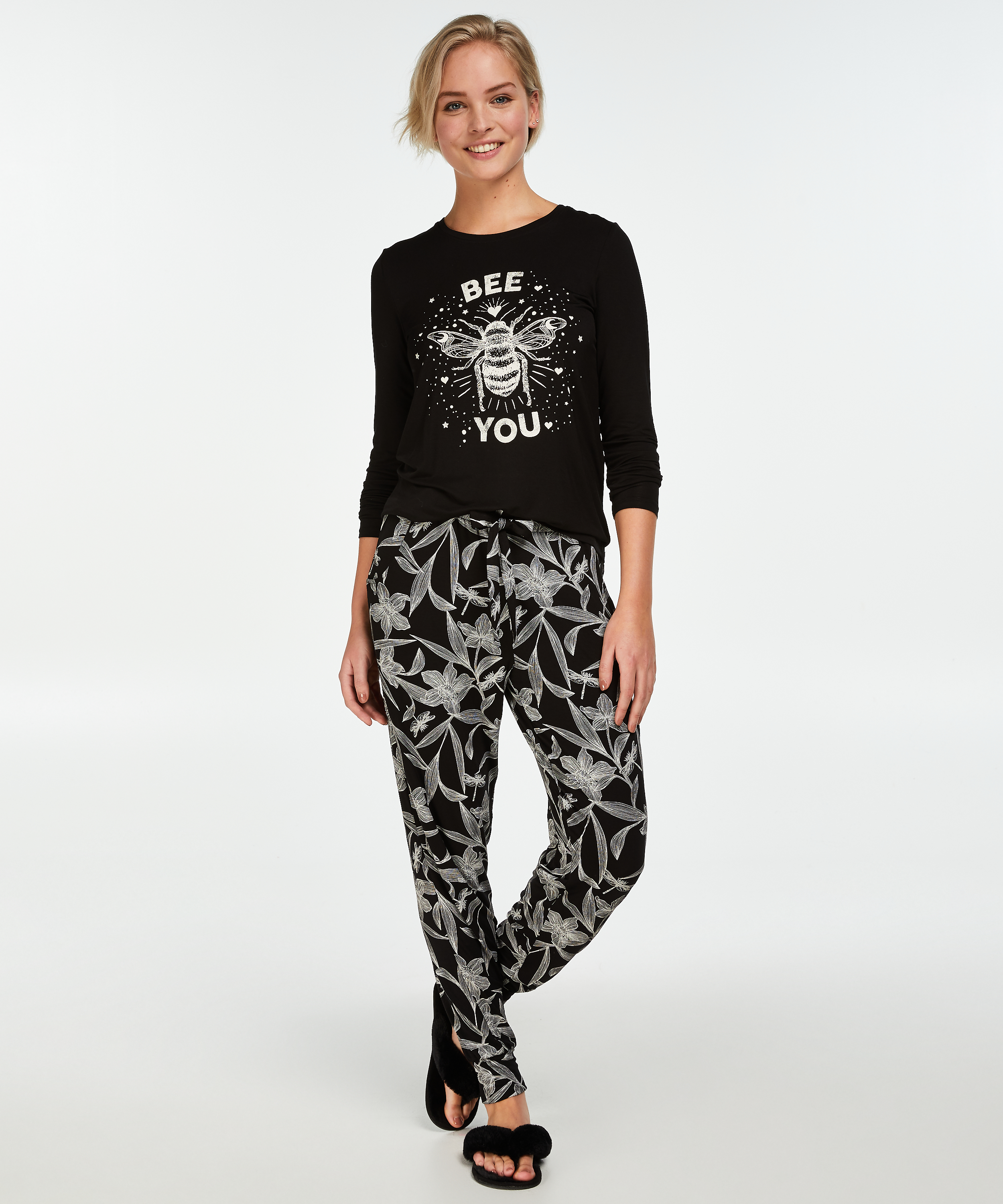 Pyjamabroek Jersey, Zwart, main