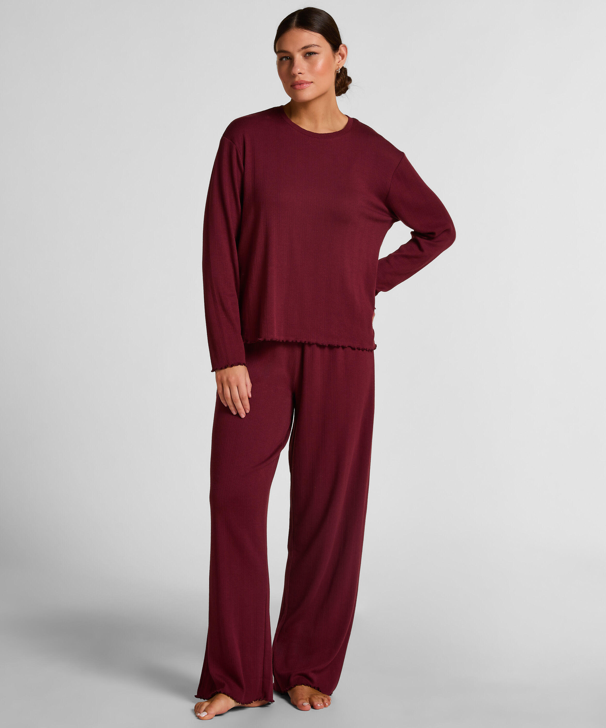 Pyjamabroek Loose Pointelle, Rood Pyjamabroek Loose Pointelle, Rood