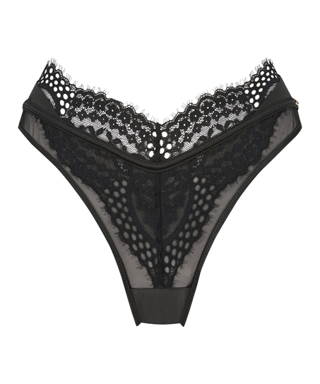 Slip br&eacute;silien taille haute Veronica, Noir