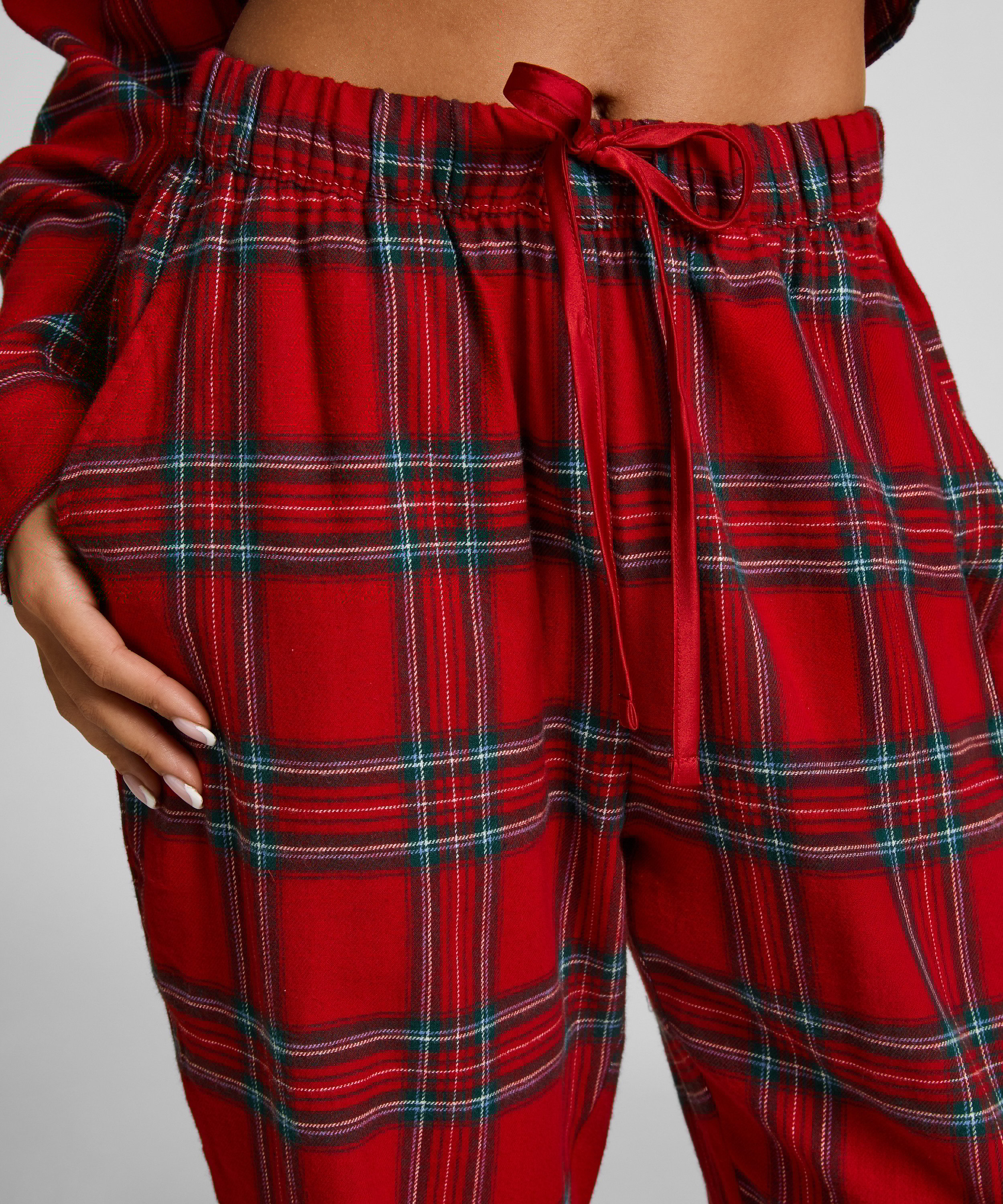 Petite pyjamabroek Flanel, Rood, main