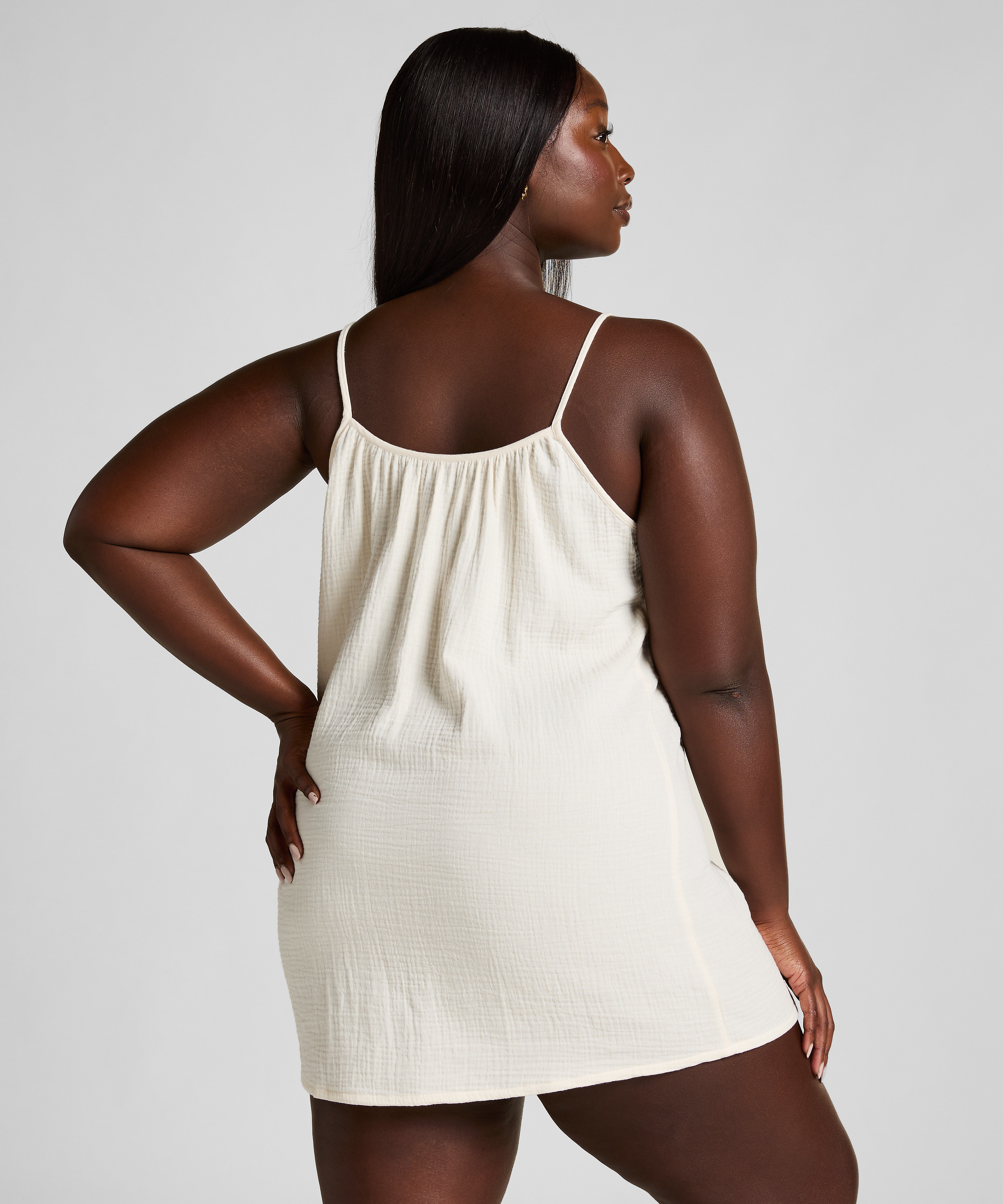 Mousseline Slipdress, Wit, main