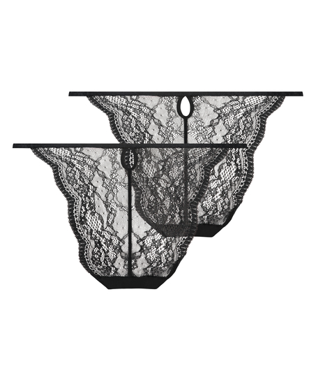 Lot de 2 slips br&eacute;siliens Isabelle, Noir