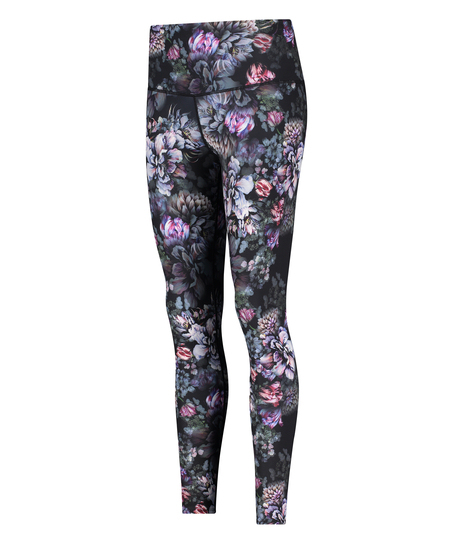 HKMX High Waisted Sportlegging Flower, Zwart