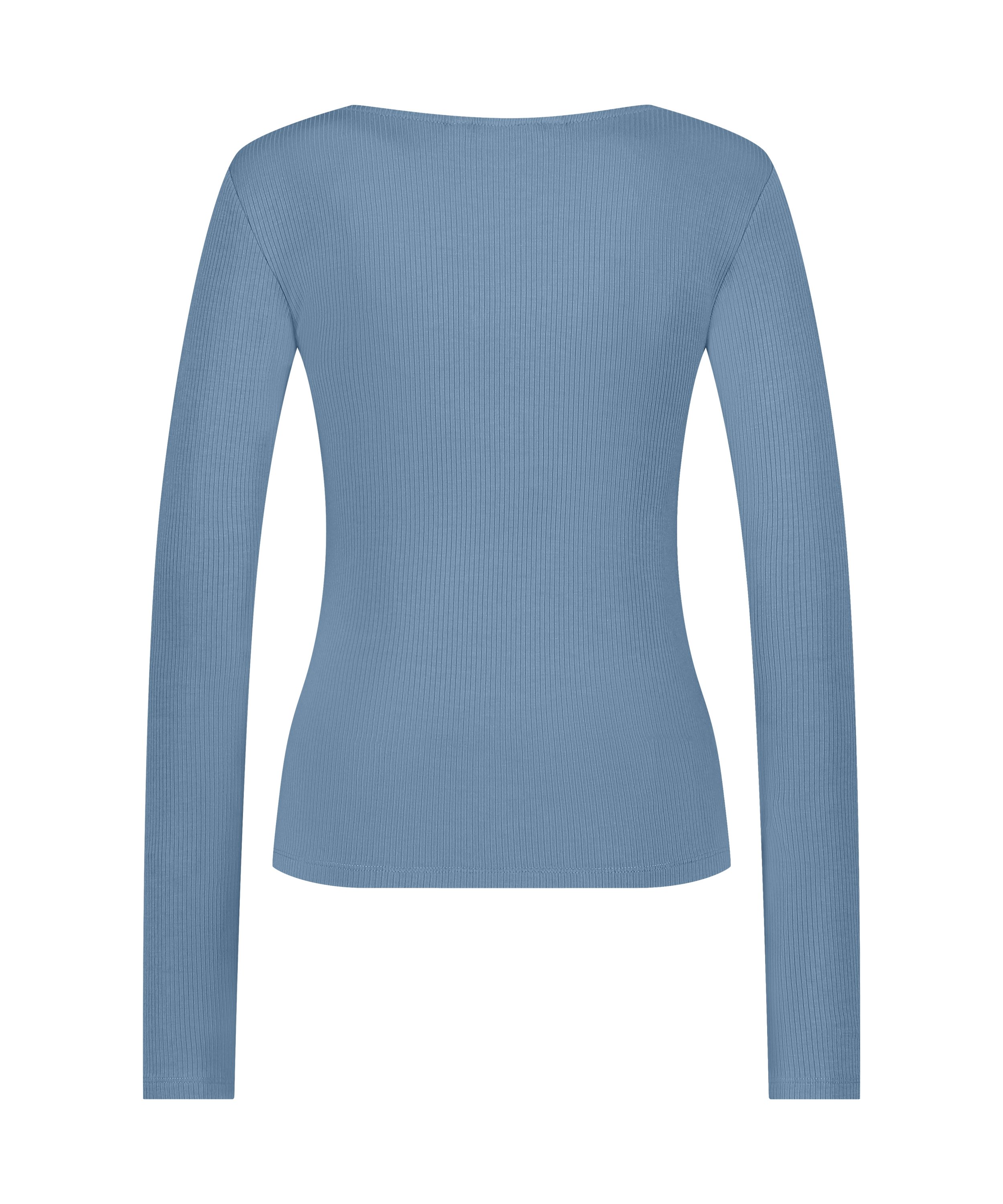 Pyjama top lange mouwen rib, Blauw, main