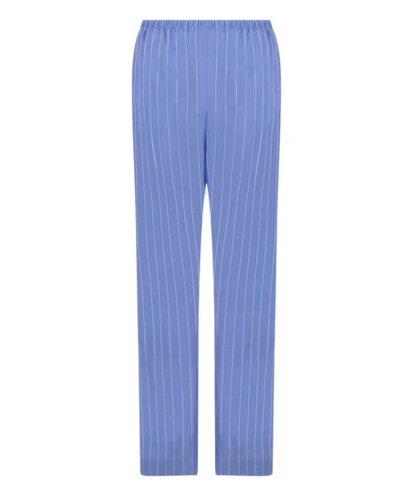 Pantalon en coton tiss&eacute; &agrave; rayures, Bleu