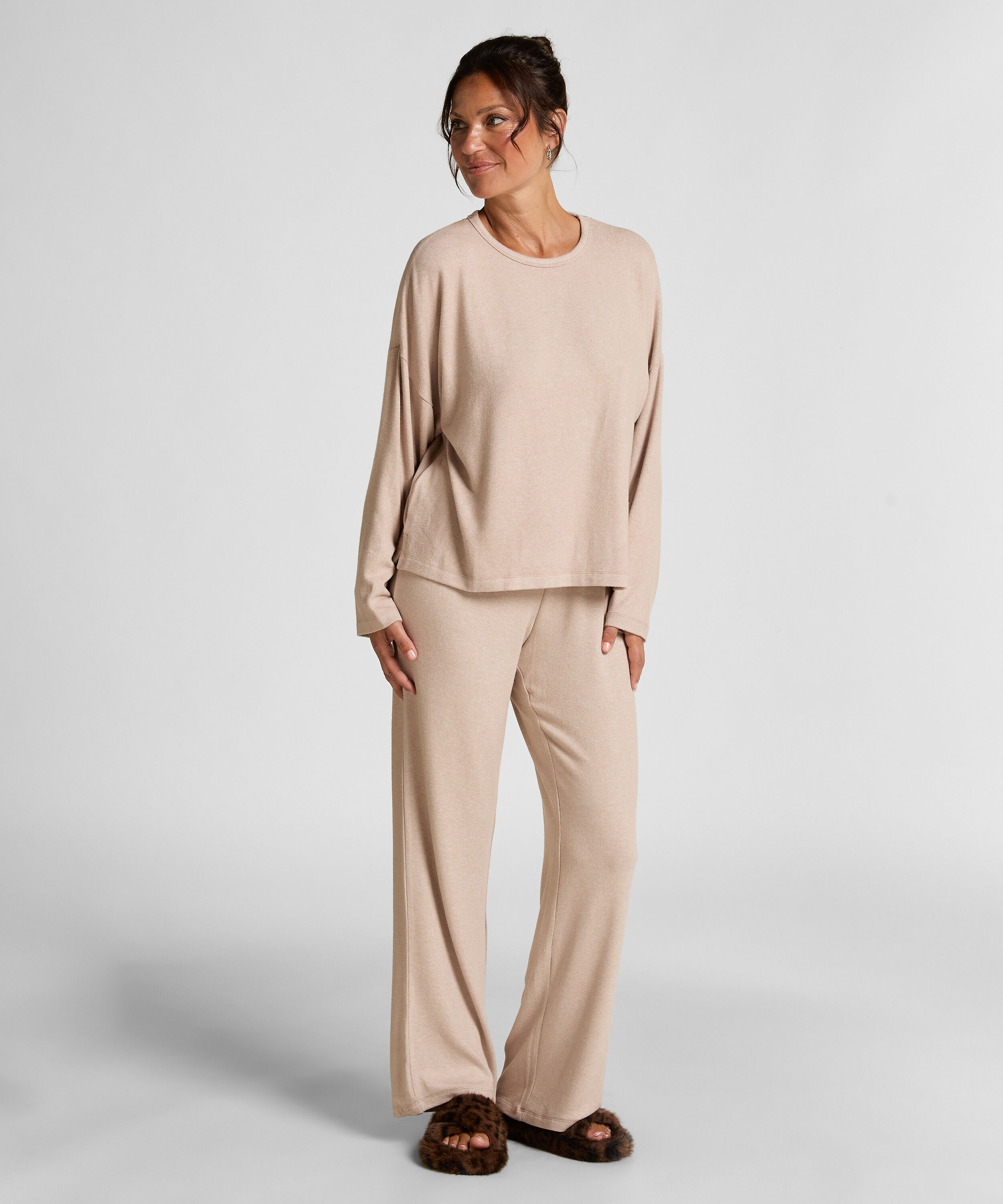 Pantalon Brushed Jersey, Beige Pantalon Brushed Jersey, Beige