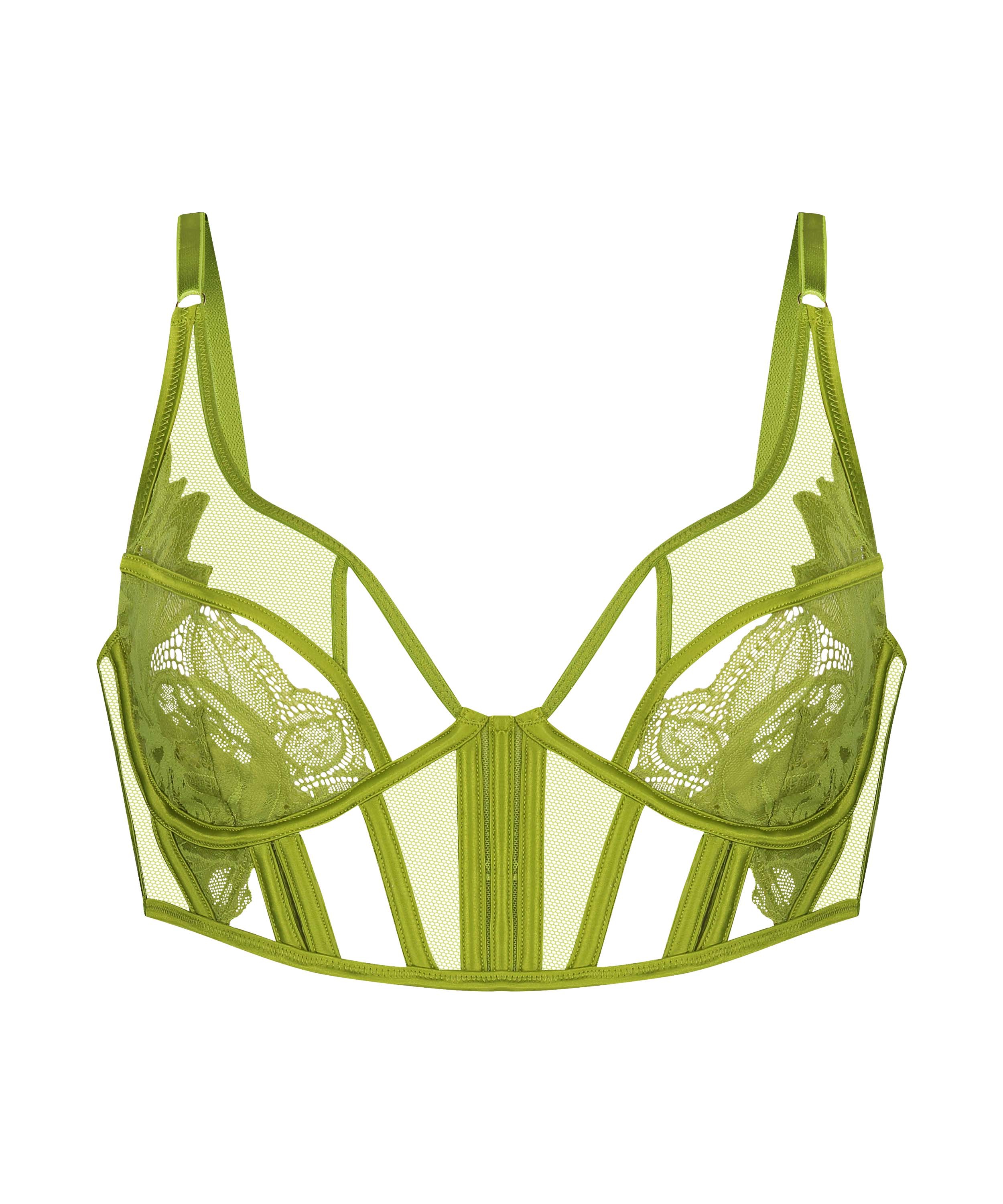 Soutien-gorge à armatures non-préformé longline Billie, Vert, main