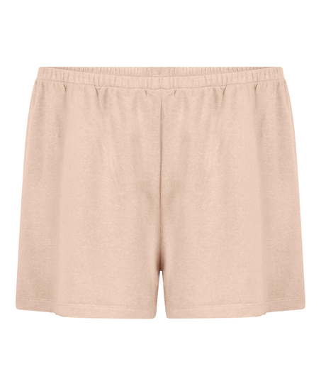 Pyjamashort van geborstelde jersey, Beige