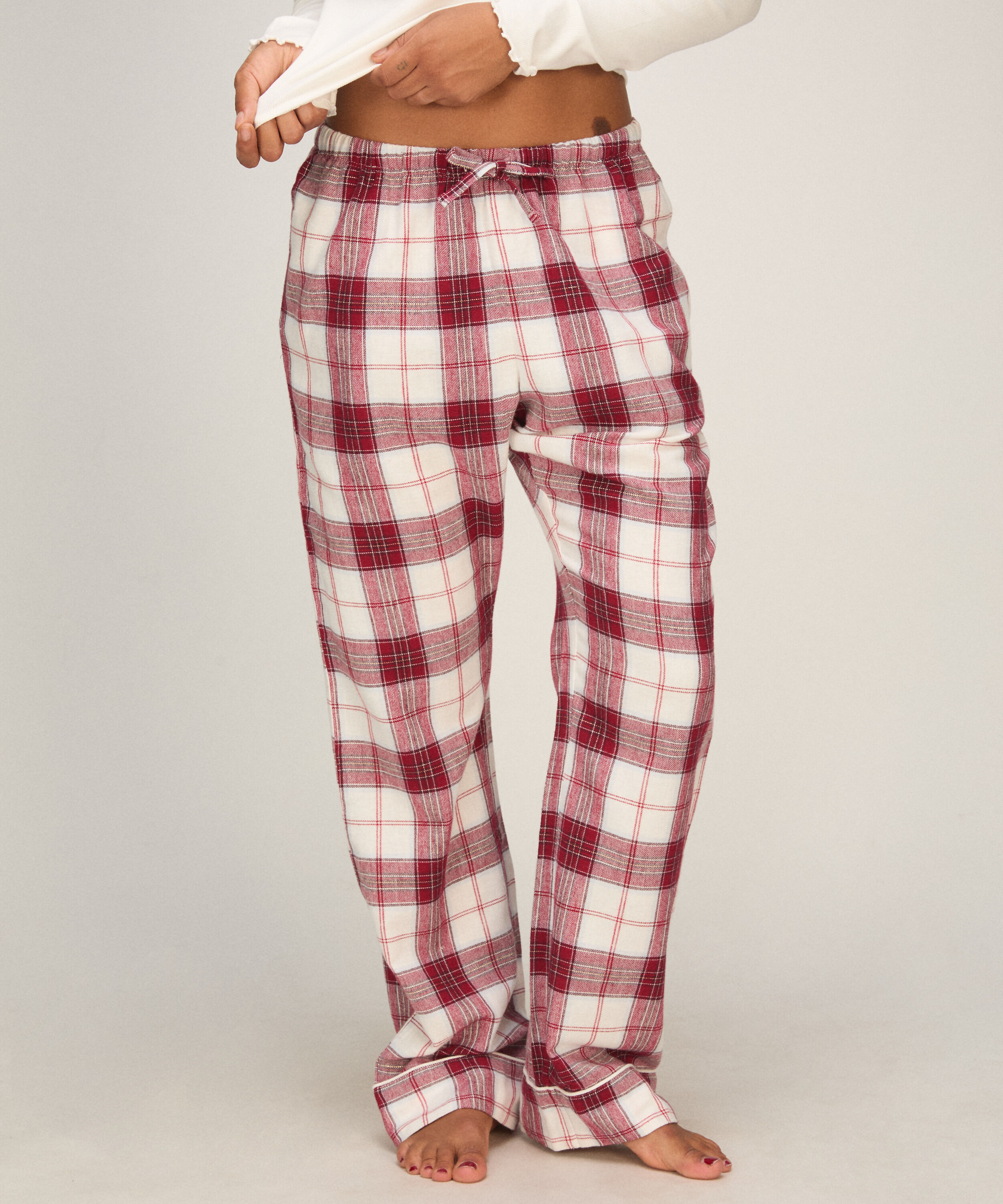 Petite pyjamabroek Flanel, Wit Petite pyjamabroek Flanel, Wit