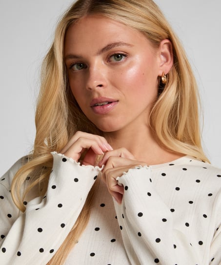 Pyjama Top Loose Pointelle, Blanc