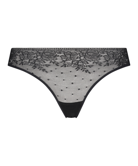 Invisible string Allover Lace, Zwart