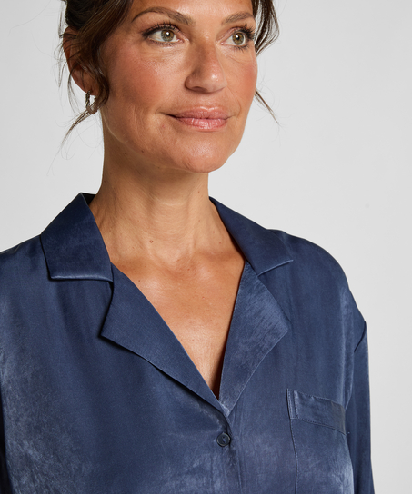 Veste &agrave; manches longues Satin Ayla, Bleu