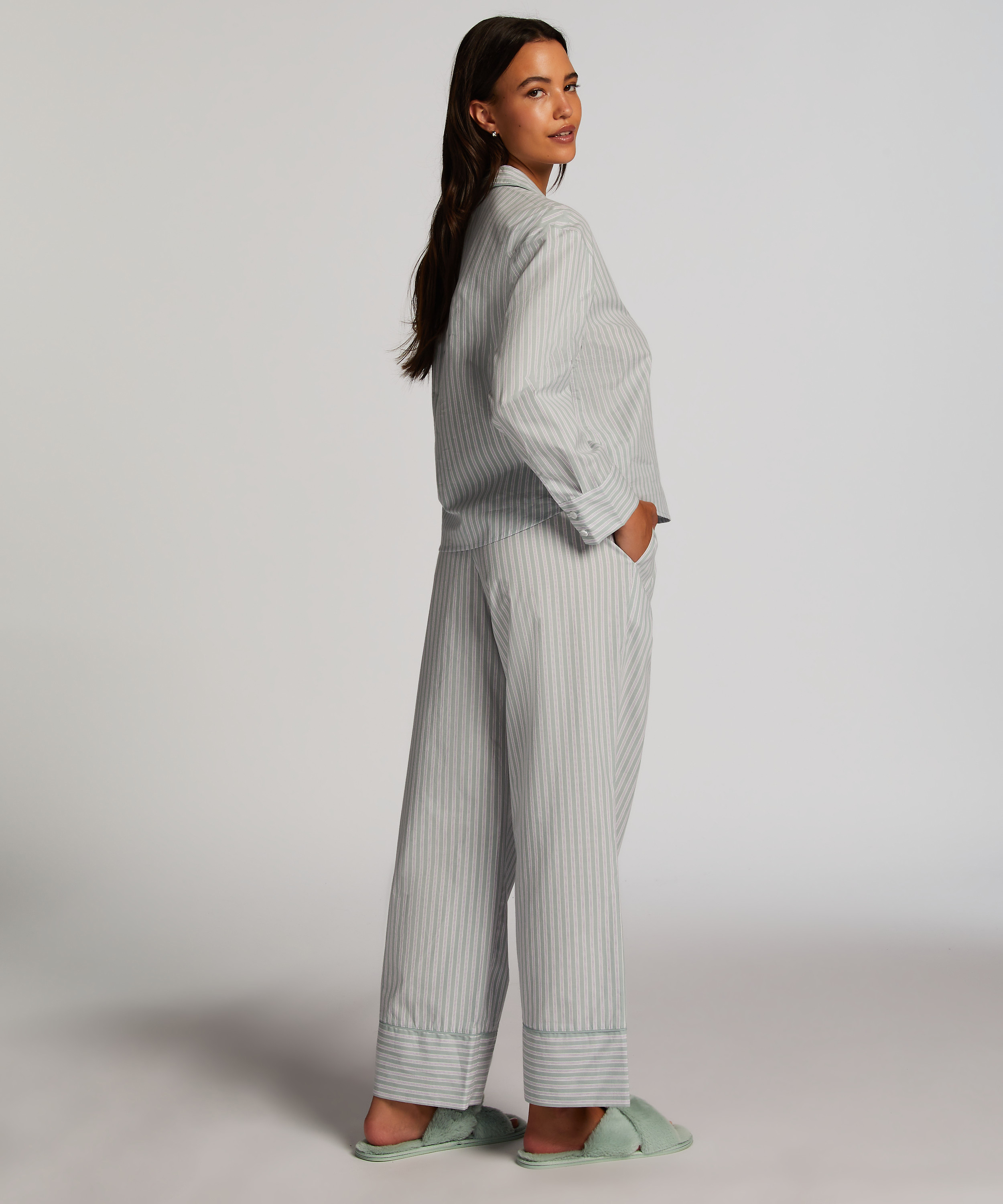 Haut de pyjama en Coton, Vert, main