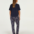 Pyjama top korte mouwen loose fit, Blauw