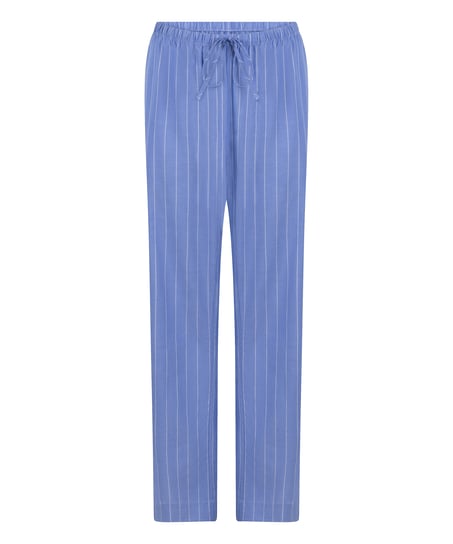 Pantalon en coton tiss&eacute; &agrave; rayures, Bleu