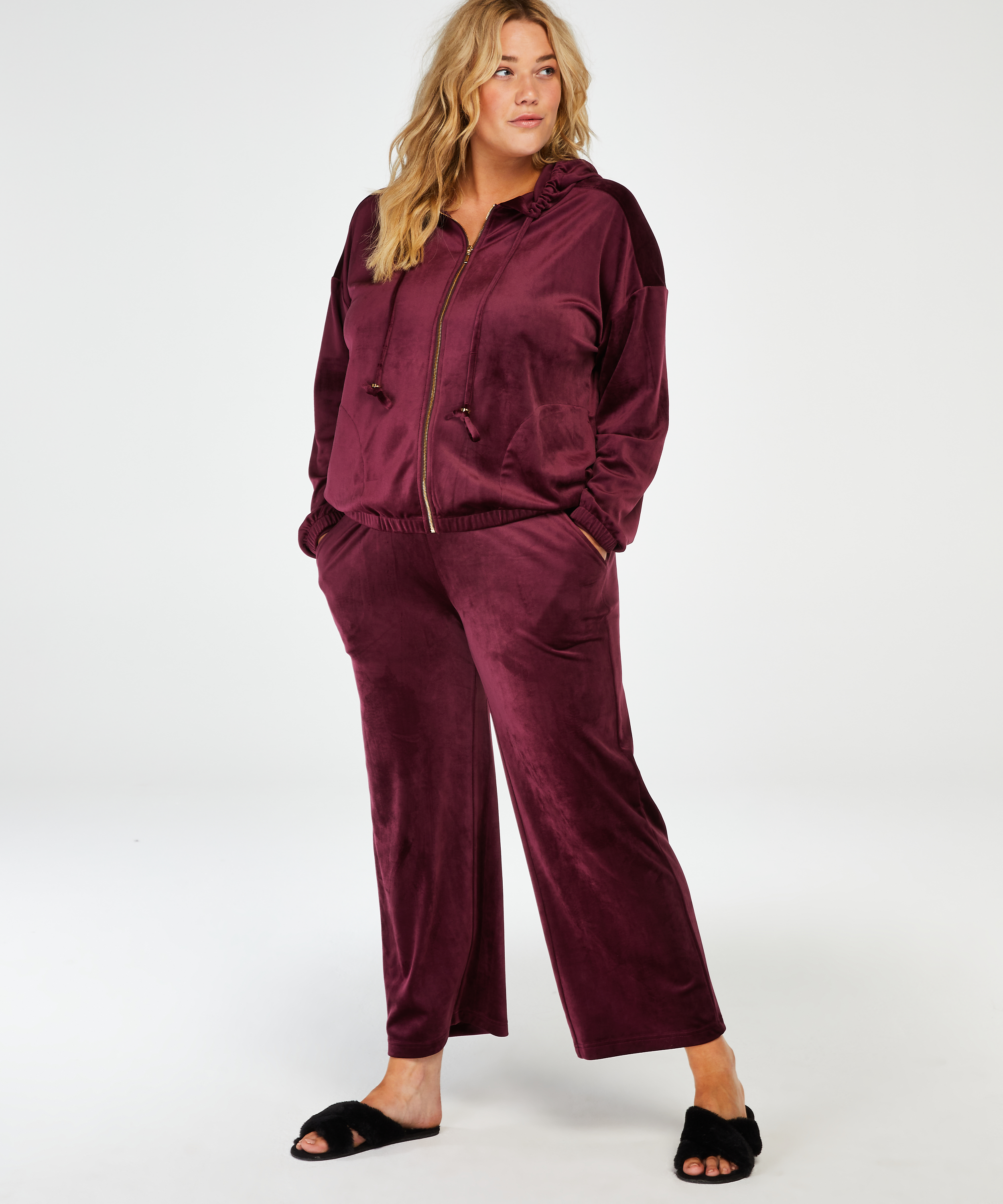 Pyjamabroek velours, Rood, main